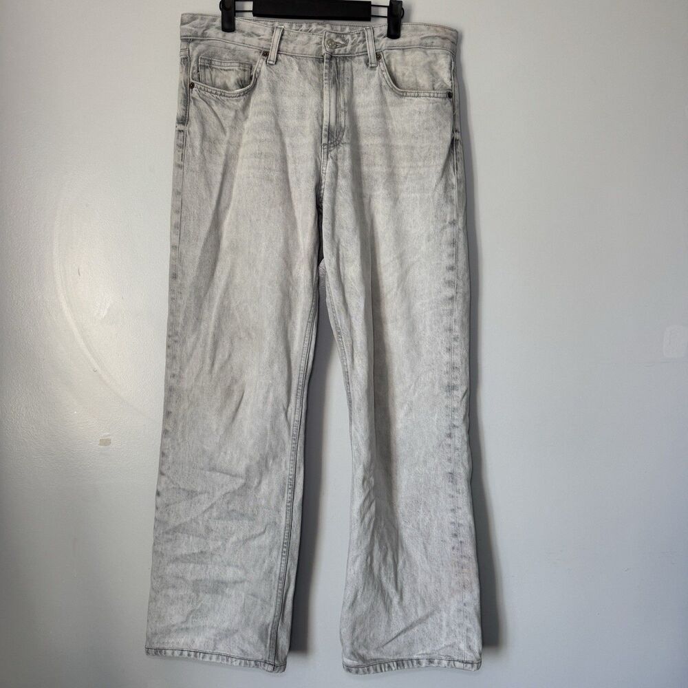 Men's Zara Grey Distressed Washed Relaxed Fit Jeans Y2K Streetwear Sz 32